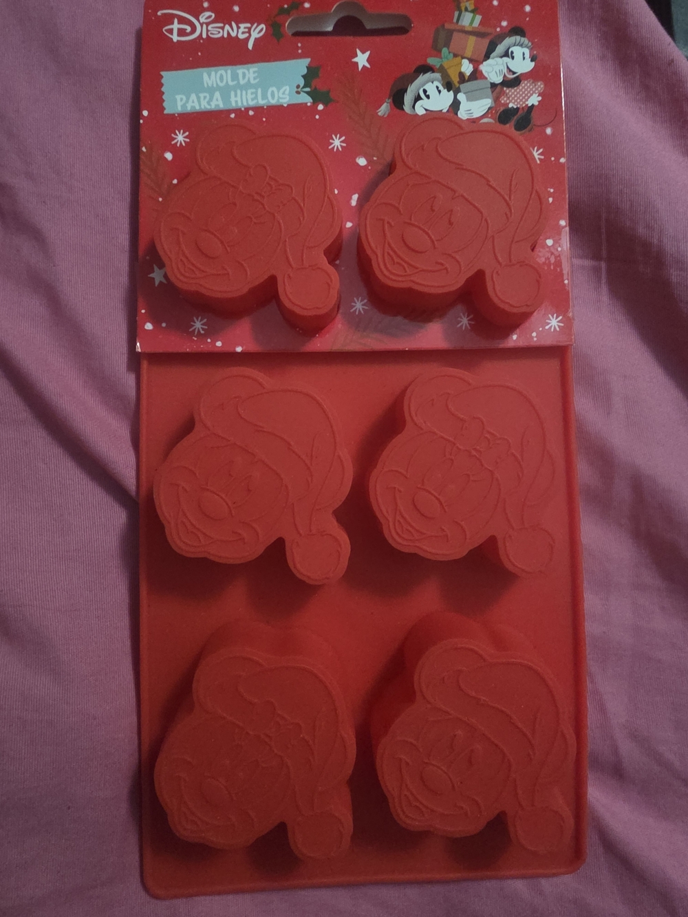 Disney christmas Red Silicone mold Mickey with santa hat